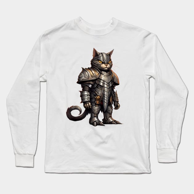 Cat In Armor Long Sleeve T-Shirt by Acid_rain